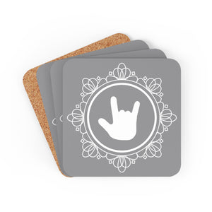 ASL Merchandise "ILY Elegant" Corkback ASL Coaster Set