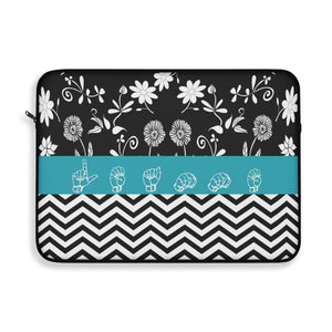 ASL Merchandise "Floral-Chevron" Sign Language Laptop Sleeve