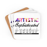 ASL Merchandise "Artistic Literal" Corkback ASL Coaster Set