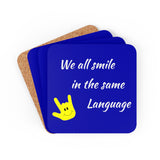 ASL Merchandise "Everyone Smiles" Corkback ASL Coaster Set