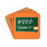 ASL Merchandise "ASL Learn It" Corkback ASL Coaster Set