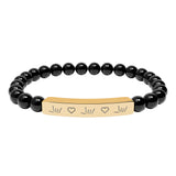 ASL Bracelet "ILY Heart" Engraved Natural Stone Bar Bracelet