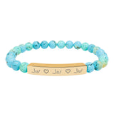 ASL Bracelet "ILY Heart" Engraved Natural Stone Bar Bracelet