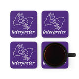 ASL Merchandise "Interpreter" Corkback ASL Coaster Set