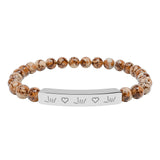 ASL Bracelet "ILY Heart" Engraved Natural Stone Bar Bracelet