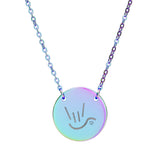 ILY Necklace "ILY Heart" Engraved Sign Language Jewelry