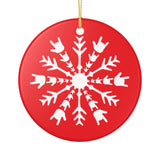 Holiday "ILY Snowflake" Ceramic ASL Christmas Ornament