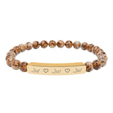 ASL Bracelet "ILY Heart" Engraved Natural Stone Bar Bracelet