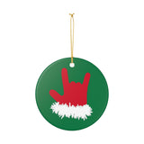 Holiday "Santa ILY" Ceramic ASL Christmas Ornament