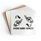 ASL Merchandise "Sign Power" Corkback ASL Coaster Set