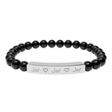 ASL Bracelet "ILY Heart" Engraved Natural Stone Bar Bracelet