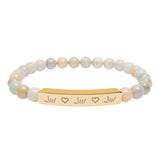 ASL Bracelet "ILY Heart" Engraved Natural Stone Bar Bracelet