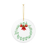 Holiday "ASL Wreath" Ceramic ASL Christmas Ornament