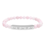 ASL Bracelet "ILY Heart" Engraved Natural Stone Bar Bracelet