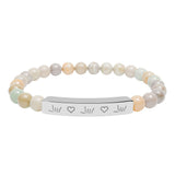 ASL Bracelet "ILY Heart" Engraved Natural Stone Bar Bracelet