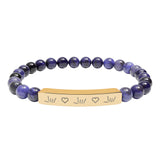 ASL Bracelet "ILY Heart" Engraved Natural Stone Bar Bracelet