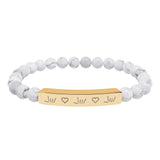 ASL Bracelet "ILY Heart" Engraved Natural Stone Bar Bracelet
