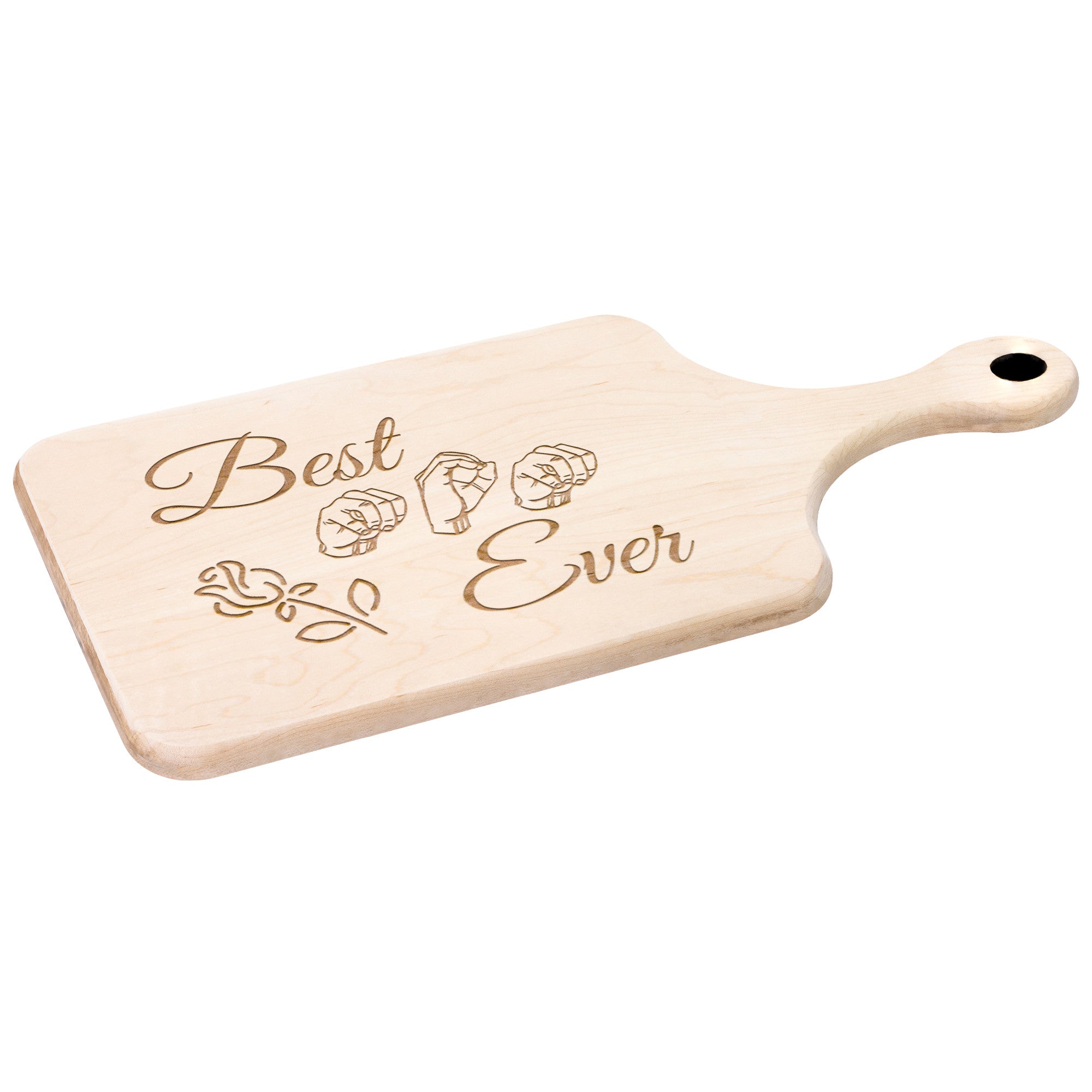 Mother's Day Gift Cutting Board mom Engraved Small Maple Wood Cutting Board  With Handle, Wood Serving Board, Paddle Board 