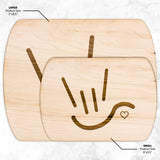 ASL Merchandise "ILY Heart" Etched Maple Cutting Board