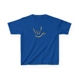 ASL Shirt "ILY Heart-Gold" Youth Short Sleeve Sign Language T-Shirt