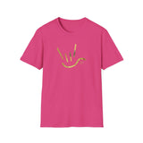 ASL Shirt "ILY Heart-Gold" Unisex Short Sleeve Sign Language T-Shirt