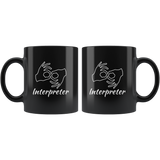 Sign Language Mug "Interpreter" Black Ceramic ASL Coffee Mug