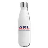ASL Merchandise "Flag Letters" Stainless Steel ASL Water Bottle 17oz - white