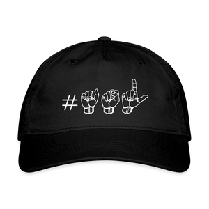 ASL Hat "Hashtag ASL" Sign Language Baseball Cap - black