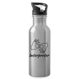 ASL Merchandise "Interpreter" Aluminum ASL Water Bottle 20oz - silver