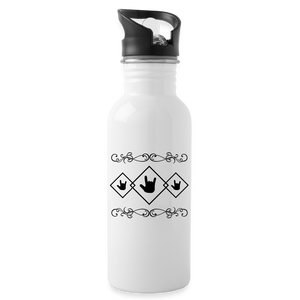 ASL Merchandise "ILY Squared" Aluminum ASL Water Bottle 20oz - white