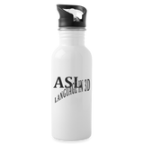 ASL Merchandise "Language in 3D" Aluminum ASL Water Bottle 20oz - white