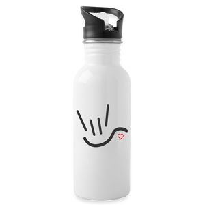 ASL Merchandise "ILY Heart" Stainless ASL Water Bottle 20oz - white