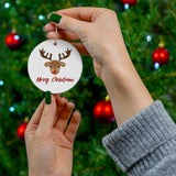 Holiday "ILY Rudolph" Ceramic ASL Christmas Ornament