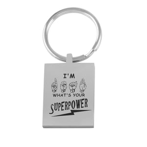 ASL Merchandise "Super Power" Engraved Keychain ASL Accessory