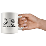 Sign Language Mug "Sign Power" White Ceramic ASL Coffee Mug