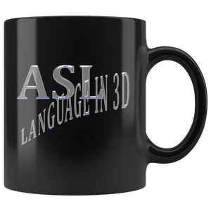 Sign Language Mug "Language in 3D" Black Ceramic ASL Coffee Mug