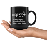 Sign Language Mug "Hashtag ASL" Black Ceramic ASL Coffee Mug