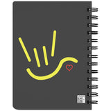 ASL Stationery "ILY Heart" 5 x 7 Spiral ASL Notebook