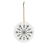 Holiday "ILY Snowflake-Silver" Ceramic ASL Christmas Ornament