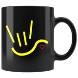 Sign Language Mug "ILY Heart" Black Ceramic ASL Coffee Mug