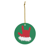 Holiday "Santa ILY" Ceramic ASL Christmas Ornament
