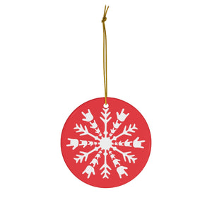 Holiday "ILY Snowflake" Ceramic ASL Christmas Ornament