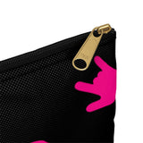 ASL Bag "ILY Signs" Zippered Polyester ASL Accessory Bag: Black