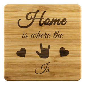 ASL Merchandise "ILY Home" Etched Bamboo ASL Coaster Set