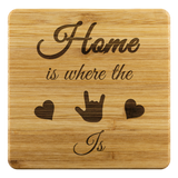 ASL Merchandise "ILY Home" Etched Bamboo ASL Coaster Set