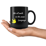 Sign Language Mug "Everyone Smiles" Black Ceramic ASL Coffee Mug