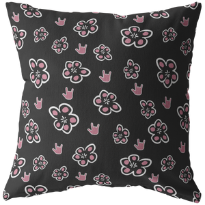 ASL Home Decor "ILY Floral" ASL Throw Pillow - Multiple Sizes