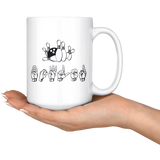 Sign Language Mug "Bowling" White Ceramic ASL Coffee Mug