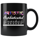 Sign Language Mug "Artistic Literal" Black Ceramic ASL Coffee Mug