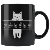 Sign Language Mug "Cat Lover" Black Ceramic ASL Coffee Mug
